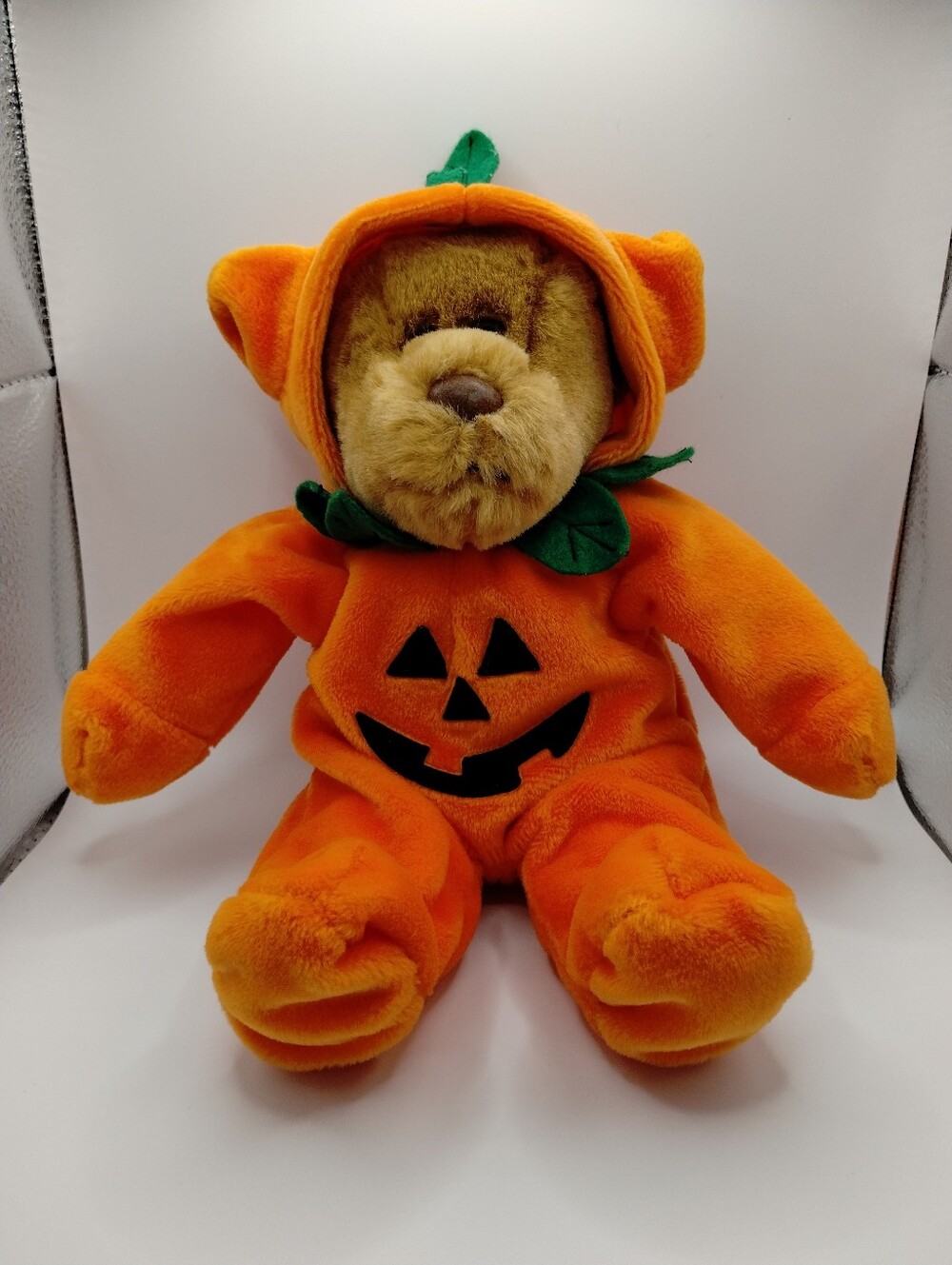 1998 Plush Halloween Pumpkin Jack o Lantern Teddy Bear GAC 8” Stuffed Animal VTG